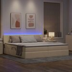 vidaXL Lit de rangement LED avec matelas Crème 200 x 200 cm Tissu