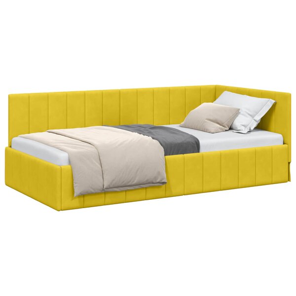 vidaXL Cadre de lit d'angle Jaune 90 x 190 cm Velours