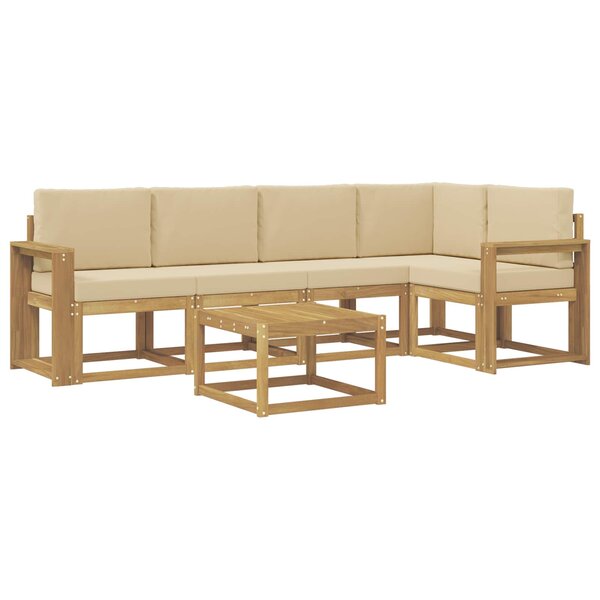 vidaXL Ensemble de canapés d'extérieur 6 Pièces Blanc et Beige
