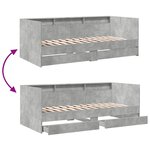 vidaXL Lit de jour avec tiroirs sans matelas gris béton 75x190 cm