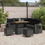 vidaXL Ensemble de canapé de jardin 8 Pièces Noir polyrotin