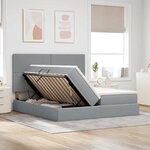 vidaXL Lit de rangement LED avec matelas Gris clair 200 x 200 cm Tissu