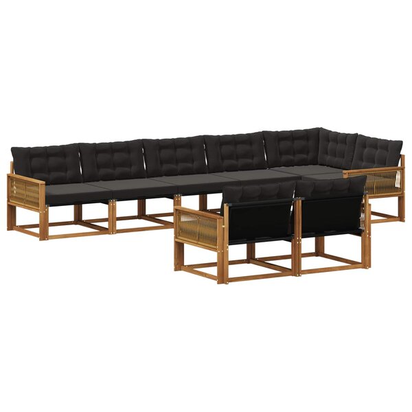 vidaXL Ensemble de canapés d'extérieur 8 pc Naturel et noir