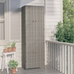 vidaXL Armoire de rangement jardin Gris 59x40x180 cm Résine tressée