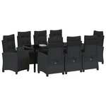 vidaXL Ensemble de salle à manger pour jardin 9 Pièces Noir polyrotin