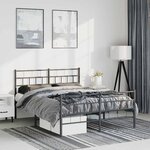 vidaXL Cadre de lit métal sans matelas avec pied de lit noir 150x200cm