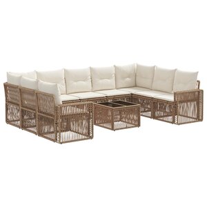 vidaXL Ensemble de canapé de jardin 10 Pièces Beige et blanc crème