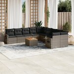 vidaXL Salon de jardin 11 Pièces avec coussins gris résine tressée