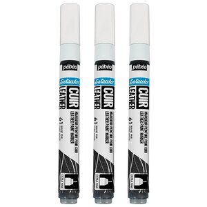 Marqueur Acrylique Setacolor Spécial Cuir Mat Satiné Extra Fine Blanc Pur x 3 PÉBÉO