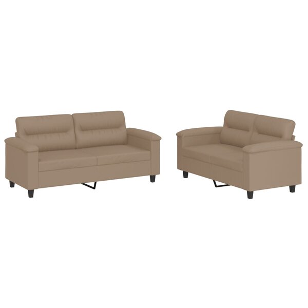 vidaXL Ensemble de canapés 2 Pièces avec coussins Cappuccino Similicuir