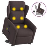 vidaXL Fauteuil inclinable de massage Marron foncé Tissu