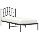 vidaXL Cadre de lit métal sans matelas avec tête de lit noir 90x200 cm