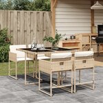 vidaXL Ensemble à manger de jardin avec coussins 5Pièces Beige poly rotin
