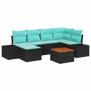 vidaXL Ensemble de canapé de jardin 7 Pièces Noir et turquoise