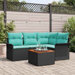 vidaXL Ensemble de canapé de jardin 5 Pièces Noir Poly rotin
