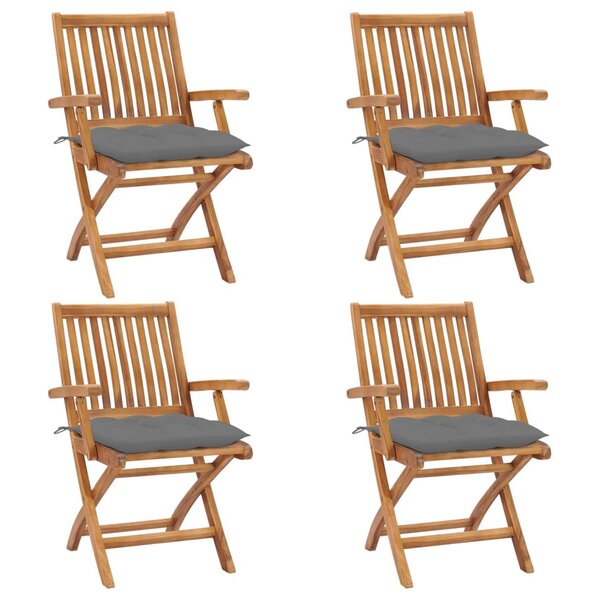 vidaXL Chaises pliables de jardin avec coussins lot de 4 Teck solide