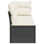 vidaXL Canapé de jardin avec coussins 3 places noir résine tressée