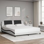 vidaXL Cadre de lit sans matelas blanc et noir 180x200 cm similicuir