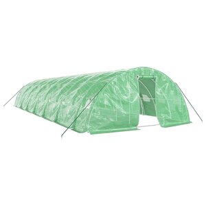 vidaXL Serre avec cadre en acier vert 70 m² 14x5x2 3 m