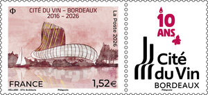 Timbre - 10 ans de la cité du Vin - Bordeaux - Lettre Verte