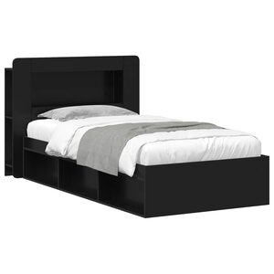 vidaXL Cadre de lit avec rangement Noir 100 x 200 cm Bois d'ingénierie