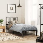 vidaXL Cadre de lit métal sans matelas avec tête de lit noir 80x200 cm