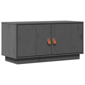 vidaXL Meuble TV Gris 80x34x40 cm Bois de pin massif