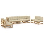 vidaXL Salon de jardin 8 Pièces avec coussins Bois de pin massif