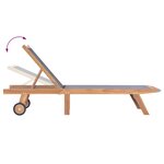 vidaXL Chaise longue pliable avec roulettes Teck massif et textilène