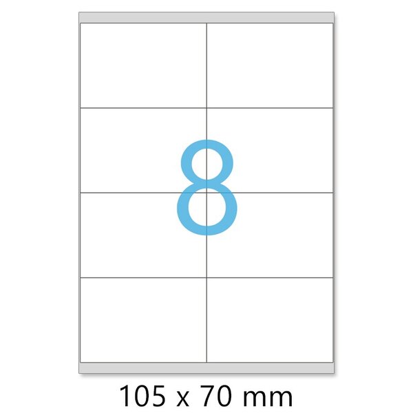 Lot de 1000 planches a4 de 8 étiquettes multi-usages a7 format 105 x 70 mm = 8000 étiquettes