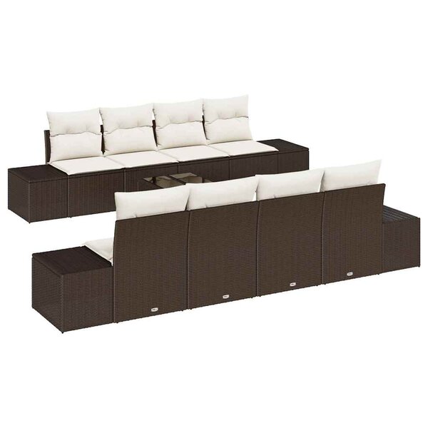 vidaXL Ensemble de canapé de jardin avec coussin 7 Pièces Marron  Crème
