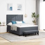 vidaXL Lit à ressorts avec matelas Gris foncé 160 x 200 cm Velours