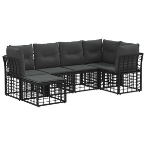 vidaXL Ensemble de canapés d'extérieur Noir Polyester