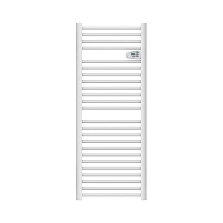 Radiateur sèche-serviette électrique 750w à inertie sèche blanc - ecran lcd - barres rondes