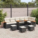 vidaXL Ensemble de canapé de jardin 10 Pièces Noir Poly rotin