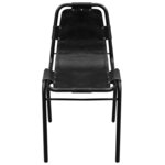 vidaXL Chaises à manger lot de 4 noir cuir véritable