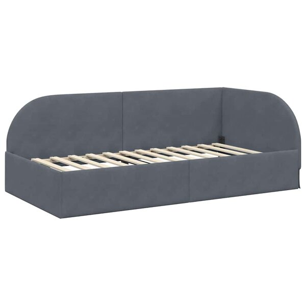 vidaXL Cadre de lit d'angle Gris foncé 80 x 200 cm Velours