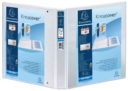 Classeur Personnalisable Kreacover 2 Anneaux 15 mm A4 Maxi Dos de 34 mm Blanc EXACOMPTA