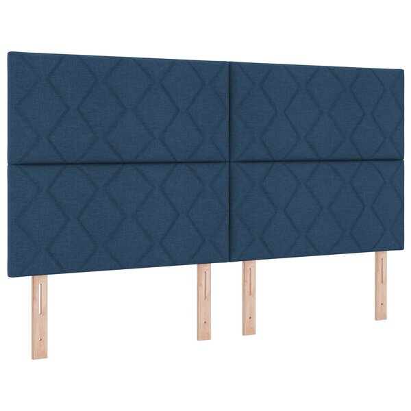 vidaXL Lit avec sommier et matelas bleu super king en tissu
