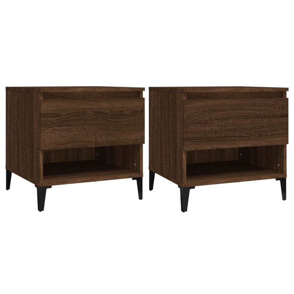 vidaXL Tables d'appoint 2 Pièces Chêne marron 50x46x50 cm Bois ingénierie