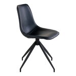 2 chaises de salle à manger en cuir synthétique avec pivot noir et pieds noirs