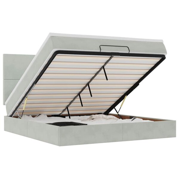 VidaXL Cadre de lit ottoman et matelas gris clair 180x200cm velours