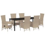 vidaXL Ensemble de salle à manger pour jardin 7 pc Beige polyrotin