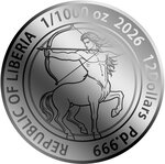 Pièce de monnaie en Palladium 12 Dollars g 0.031 (1/1000 oz) Millésime 2026 CENTAUR 1/1000 (PRÉCOMMANDE)