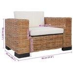 vidaXL Fauteuil avec coussins Rotin naturel