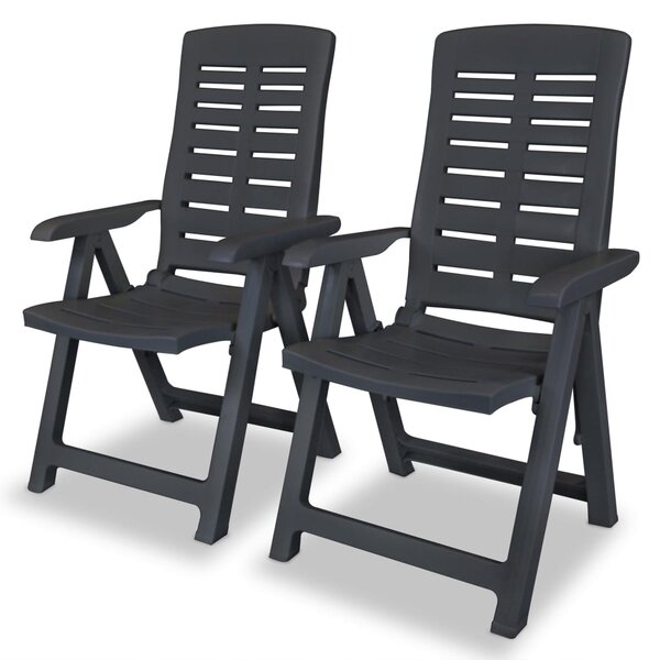 vidaXL Chaises inclinables de jardin lot de 2 Plastique Anthracite