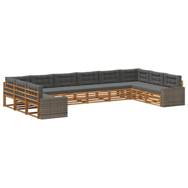vidaXL Ensembles de canapés avec coussin 10 Pièces Bois d'Acacia Massif