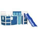 vidaXL Lit mezzanine enfants et rideaux bleu 90x200cm bois pin massif