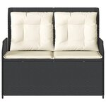 vidaXL Banc inclinable de jardin avec coussins noir résine tressée