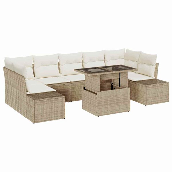 vidaXL Ensemble de canapé de jardin avec coussin 8 Pièces Beige  Crème